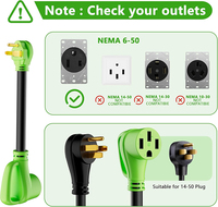6-50P vers NEMA 14-50R EV Chargeur Adaptateur Cordon 50 Amp 3 Prong Plug vers 4 Prong Femelle