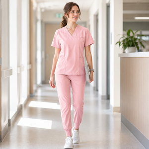 Tenue d'infirmière durable et extensible, haut et pantalon, 78 % polyester, 20 % rayonne, 2 % élasthanne, pour hôpital, clinique, vétérinaire. - Product Image 2