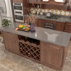 خزانة مطبخ من الخشب الصلب بتصميم فاخر كلاسيكي خزانة مطبخ جدارية مدمجة