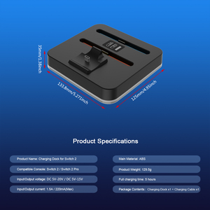 แท่นชาร์จเร็วแบบสองช่องพร้อมไฟ RGB ป้องกันการชาร์จเกิน สำหรับ <span class=keywords><strong>Nintendo</strong></span> <span class=keywords><strong>Switch</strong></span> 2 JoyCon อุปกรณ์เสริมสำหรับเล่นเกม - Product Image 6