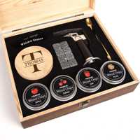 Kit de fumage pour cocktails au whisky Premium 4 Favors avec torche et coffret cadeau en bois pour homme, idéal pour gravure laser