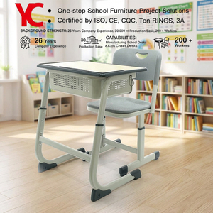 ชุดโต๊ะเรียนพลาสติกทันสมัย <span class=keywords><strong>ป</strong></span>ลอดภัยสำหรับเด็ก ไม่มีขอบคม โครงสร้างมั่นคง ที่นั่งเดี่ยว สำหรับนักเรียนวัยรุ่น <span class=keywords><strong>ป</strong></span>รับความสูงได้ - Product Image 1