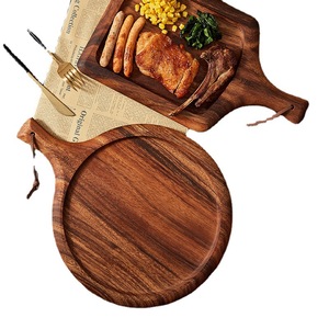 Plateau à steak en bois de noyer noir, plateau à pizza rond durable, planche à découper pour la cuisine occidentale, utilisation pour les fêtes - Product Image 5