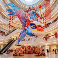 Dragon chinois géant gonflable en polyester imperméable pour décoration commerciale de paysage, idéal pour le Festival du Printemps et la Fête de la Mi-Automne, pour les places publiques et les centres commerciaux