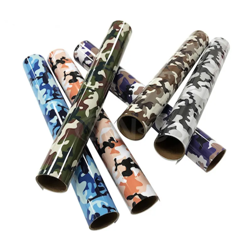 Wholesale Camo HTV Heat Transfer Vinyl Roll Custom Size Camouflage Iron-On Vinyl for DIY T-shirts & Textiles