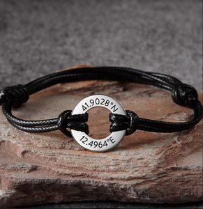 Pièce personnalisée gravée coordonnée logo année de <span class=keywords><strong>naissance</strong></span> <span class=keywords><strong>bracelet</strong></span> cordon <span class=keywords><strong>personnalisé</strong></span> réglable - Product Image 1
