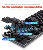 FV-Q609 Keyboard dan Mouse Gaming Mekanik Berkabel dengan Lampu Latar LED Antarmuka USB Bahan ABS Daya Tahan Tombol 5 Juta Klik