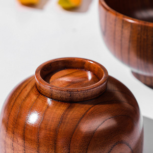 Innovazione del nuovo prodotto semplice ciotola per la casa piccola ciotola di legno per bambini ciotola di riso in legno logo personalizzato isolamento termico - Product Image 6