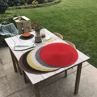 Sets de table en plastique tissé PP écologiques de qualité supérieure, couleurs vives, lavables, 32cm/36cm/38cm/Diamètre personnalisé, style minimaliste