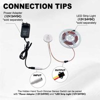 Interrupteur Tactile Intelligent Dissimulé à Capteur de Mouvement, Portée 5cm, pour Armoire d'Hôtel et Penderie, SHINECHIP STD01 DC12V 24V, Éclairage LED à Intensité Variable CCT, IP20 60W ABS