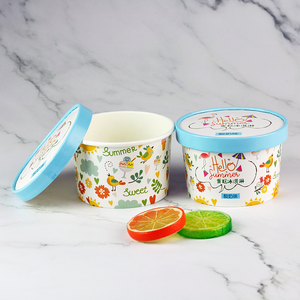 บรรจุภัณฑ์ไอศกรีมแบบถ้วยกระดาษพร้อมฝาปิด สำหรับใส่ซุปหรือไอศกรีม ขนาดพินท์  สามารถนำไปย่อยสลายได้  ผลิตตามสั่ง  ได้รับการรับรองมาตรฐานสำหรับอาหาร - Product Image 3