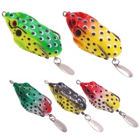 Leurre de surface creux en forme de grenouille, design classique à pois, appât souple avec lame rotative pour poissons prédateurs d'eau douce