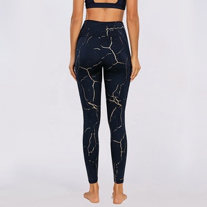 Pantalones de Yoga de Cintura Alta de Alta Calidad, con Estampado Dorado, que Absorben la Humedad, Levanta Glúteos, Leggings Deportivos con Bolsillos - Product Image 3