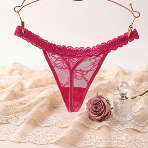 Culotte string sexy en dentelle florale transparente ultra-fine taille basse lingerie confortable grande taille pour femme vente en gros - Product Image 3