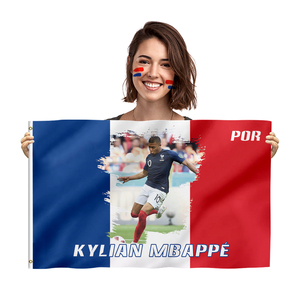 Drapeau français Mbappé prêt à être expédié avec livraison gratuite pour 3x5 pieds 100% polyester pour événements sportifs - Product Image 1