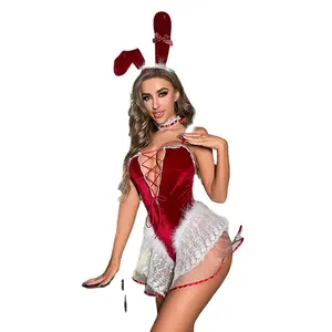 Gifts Luxury Velour Lace Sexy Santa Claus Stripper Pajamas Costumes Erotic Lingerie Factory Direct Wholesale Christmas Women