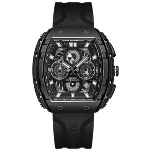 Mark Fairwhale 5670 Men's Top Design Quartz Tonneau Multifunction Chronograph <b>Waterproof</b> <b>Silicone</b> Sports Quartz Watch for Men - Product Image 4