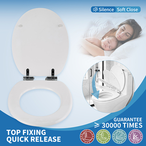 Quick Release Soft Close Top <strong>Fix</strong> Moulded Wood <strong>Toilet</strong> <strong>Seat</strong> with White Glossy Color - Product Image 3