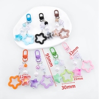 Colgante de correa de teléfono con abalorio de estrella hueca, colgante de cuentas acrílicas coloridas, accesorios para llavero, cordón para teléfono móvil, joyería