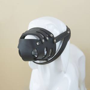 Bozal de perro de cuero de grano superior duradero y transpirable al por mayor bozal de perro ajustable de estilo clásico - Product Image 2