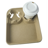 Support jetable en fibre de pulpe pour gobelets de café, thé, boissons chaudes à emporter avec plateau à collation