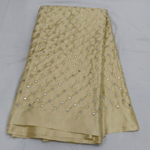 Raw Silk Embroidery <b>Fabric</b> Premium Luxury Heavy Handwork Sequins Zari Designer Wedding Lehengas Boutique Materials Wholesale - Product Image 1