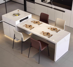 Ensemble de salle à manger commercial moderne en bois de manguier massif, tables et chaises de luxe pour hôtel 5 étoiles, restaurant, café, intérieur - Product Image 3