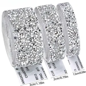 Bling Crystal Strass Diamantband Rolle selbstklebend DIY Silber Strass Zierwicklung Dekorieren Wasserglas Vase Handwerk