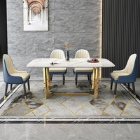 Plan de table en marbre de luxe personnalisé, base métallique pour la salle à manger, livraison gratuite