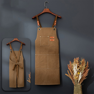 ผ้ากันเปื้อนทำครัวแบบกันน้ำ กันน้ำมัน ผลิตจากผ้าแคนวาสคอตตอน 100% สำหรับผู้ชาย ใช้ในบ้าน <span class=keywords><strong>ร้าน</strong></span>กาแฟ รับผลิตตามสั่งขายส่ง - Product Image 2