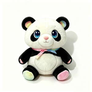 Peluche Panda Personnalisée avec Ruban Dégradé, Adorable Peluche Panda Assis - Product Image 2