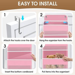 Over The Door Organizer 10 Pockets Pink Hanging <b>Storage</b> <b>For</b> Bathroom <b>Kitchen</b> Closet Nursery - Product Image 3