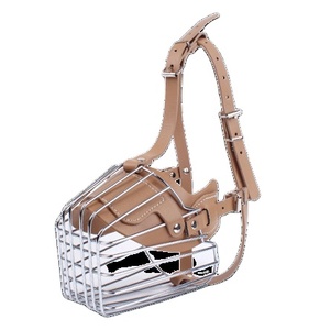 늑대인간 맞춤형 애완견 안전 입마개 야외 훈련용 물림 방지 및 먹이 방지 짖음 방지 가죽 개 입마개 - Product Image 1