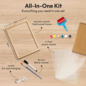 Marco Transparente de Madera Sólida para Huellas Familiares, Material de Pino, Rectangular Vertical, Impresión Artística DIY, Recuerdo con Huellas de Varias Personas - Product Image 2