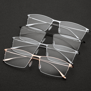 Borregls alliage lunettes cadres hommes 2025 nouvelle marque Design carré lunettes demi-jante Semi-sans <span class=keywords><strong>monture</strong></span> ultra-léger optique lunettes 2611 - Product Image 2