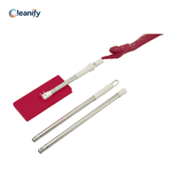Serpillère plate manuelle à 3 sections avec poignée en acier inoxydable, manche rigide de 129,5 cm, chiffons de rechange réutilisables 25,5x11 cm