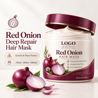 Masque capillaire à l'oignon rouge pour cheveux décolorés et colorés - Traitement réparateur en profondeur et anti-casse - Marque privée OEM