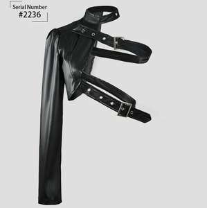 أزياء الهيب هوب بو الجلود سترة نسائية أزرار معدنية كتف واحد مثير فاسق الشارع ملابس الرسن المحاصيل أعلى القوطي Techwear - Product Image 2