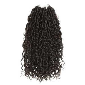 Parrucca Dreadlock Africana con Trecce Ricci all'Uncinetto, Capelli Sintetici da <span class=keywords><strong>Donna</strong></span>, 18 Pollici, 24 Trecce, Capelli Lunghi Ricci Senza Pizzo - Product Image 4