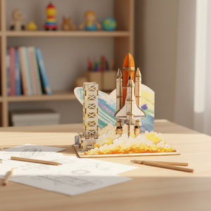 Puzzle 3D en bois Wincent Space Shuttle, diorama de lancement de fusée, kit de modèle aérospatial, jouet scientifique STEM, cadeau pour enfants, passe-temps pour adultes - Product Image 5