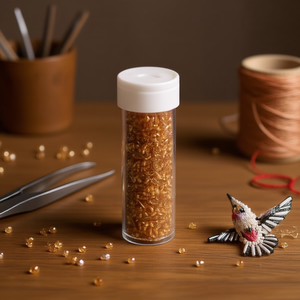 Perline Ilan Abalorio colore champagne, 12 pezzi per tubo, per la creazione di gioielli artigianali - Product Image 3