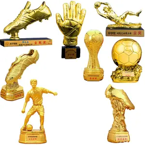 Custom Logo Resin World Globe Football Trophies Cup Electroplating Golden Silver Copper Big Soccer Sports Event Trophy Award