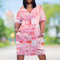 Robe décontractée pour femme, style hawaïen, de plage, avec logo naturel sur le devant, respirante, longueur genou, col en V, imprimé dégradé, grande taille
