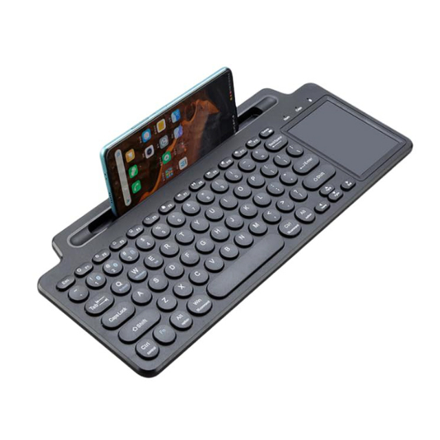 New Black Nano 2.4Ghz Receiver 2AAA Batteries Keyboard with Phone Holder and Touchpad for IOS/Android