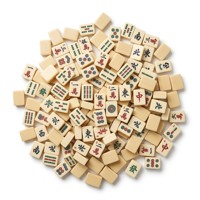 Ensemble de Mahjong de Luxe en Acrylique Robuste, Jeu de Société Classique Traditionnel Chinois avec Tuiles en Ivoire, Emballage Antique, Jeu de Casino