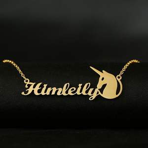 YBcustom OEM hombre <span class=keywords><strong>Curba</strong></span> cadena Animal en forma de símbolo de acero inoxidable nombre personalizado collar - Product Image 2