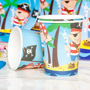 Ensemble de décoration de fête pirate pour enfants, assiettes jetables, tasses, cuillères, fourchettes, fournitures d'anniversaire, 627 petits pirates - Product Image 3