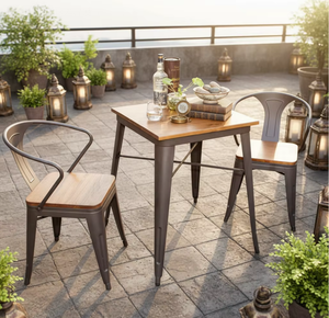 Conjunto de Comedor para Patio de Estilo Industrial Moderno 2026, Muebles de Bistró de Madera Sólida Resistentes a <span class=keywords><strong>la</strong></span> Intemperie para <span class=keywords><strong>Terraza</strong></span> de <span class=keywords><strong>Restaurante</strong></span> - Product Image 2