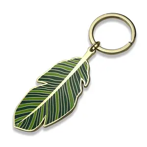 Manufacturer Green Leaf Keychain Fashion Creative Plant Jewelry Keyring Monstera Green Leaf Enamel Keychain