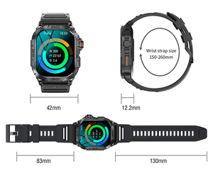 Smartwatch AMOLED con Schermo Quadrato da 1,96 Pollici, Chiamate, Musica, Meteo, Bussola K63, Sport all'Aperto, Batteria Grande da 380mAh, Orologio Fitness - Product Image 6